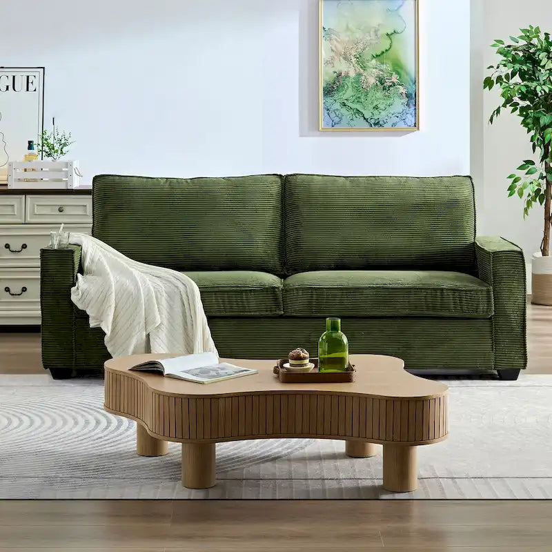 3-Seat Corduroy Upholstered Sofa
