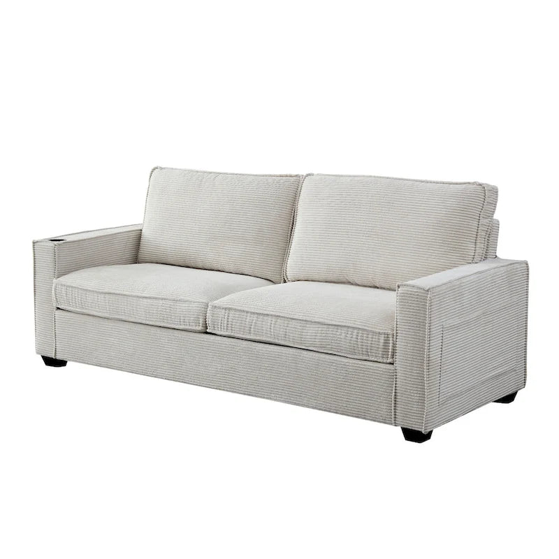 3-Seat Corduroy Upholstered Sofa