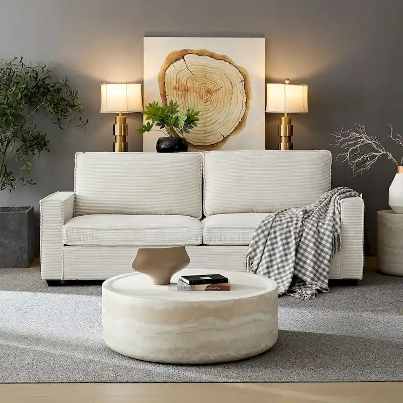 3-Seat Corduroy Upholstered Sofa