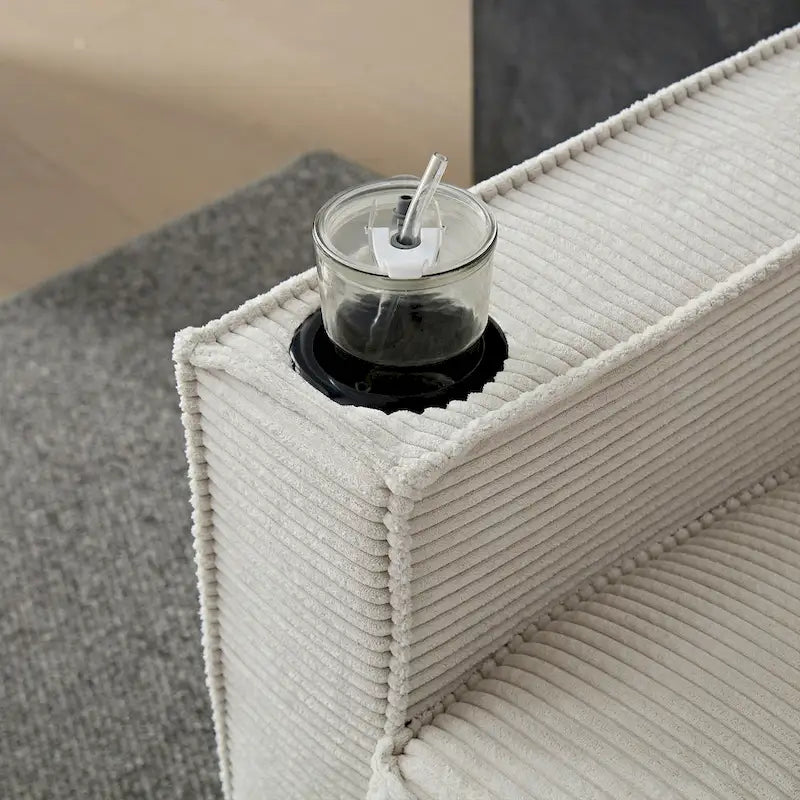 3-Seat Corduroy Upholstered Sofa