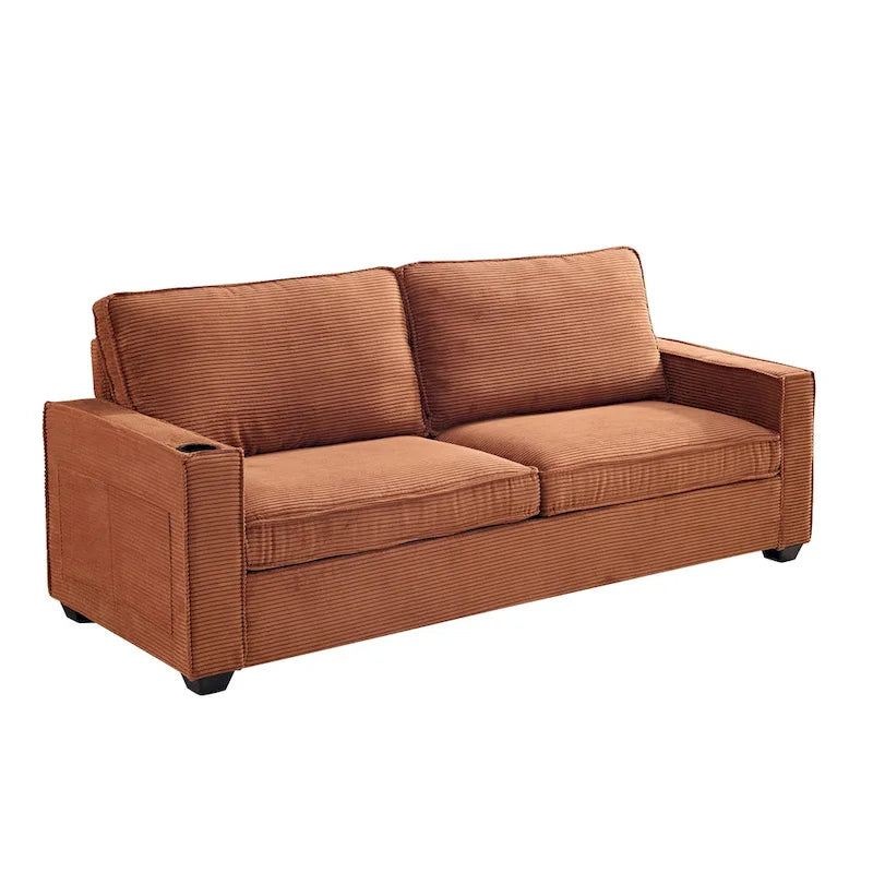 3-Seat Corduroy Upholstered Sofa