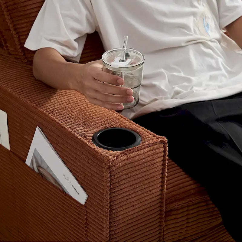 3-Seat Corduroy Upholstered Sofa