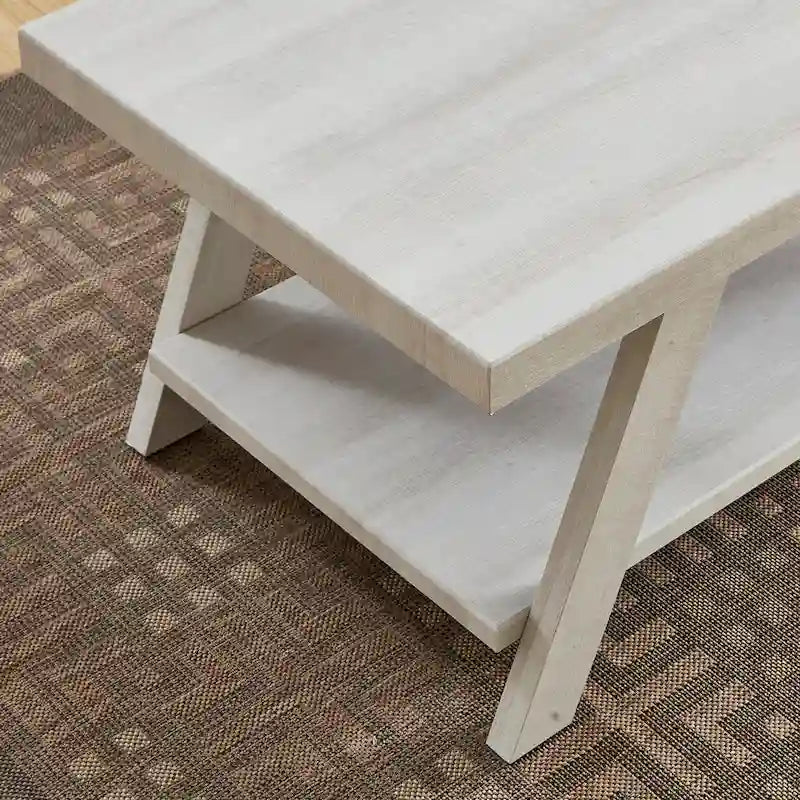 End Table with Wood Veneer Top and Lower Shelf