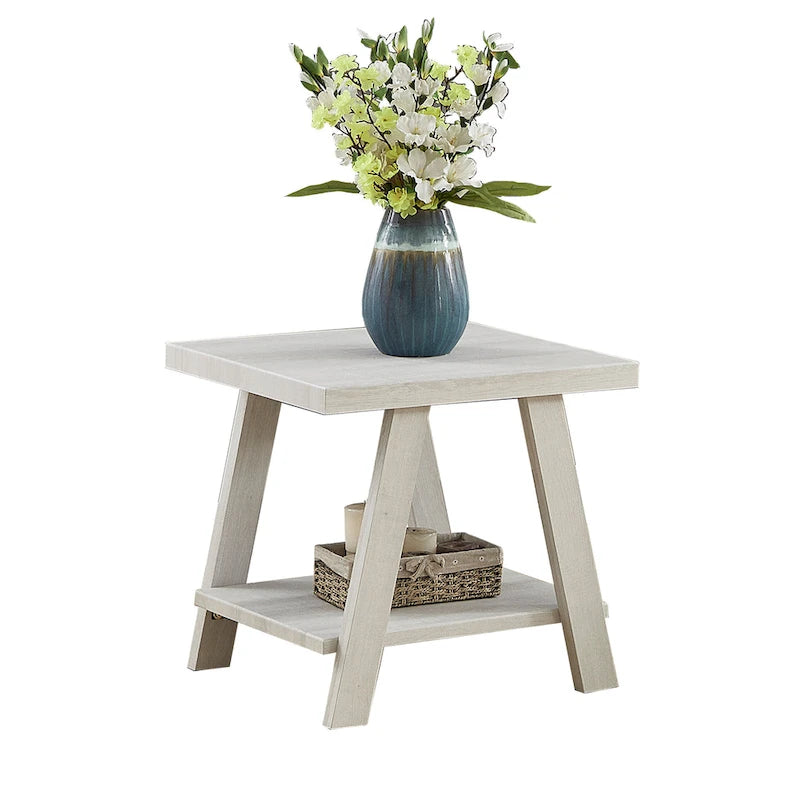 End Table with Wood Veneer Top and Lower Shelf