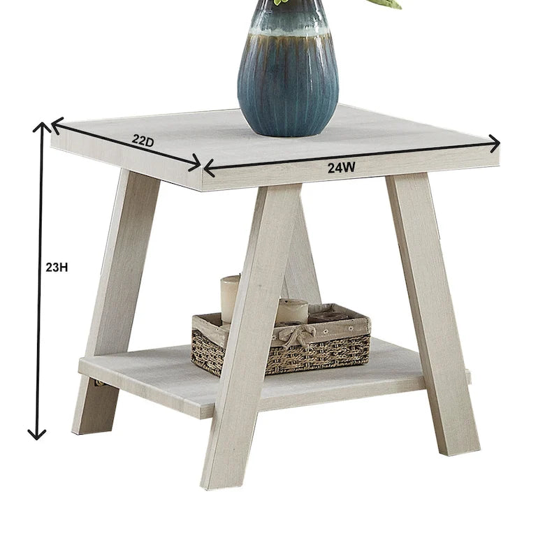 End Table with Wood Veneer Top and Lower Shelf