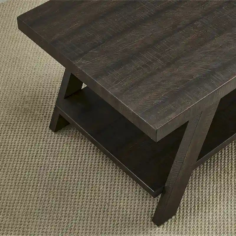 End Table with Wood Veneer Top and Lower Shelf