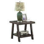 End Table with Wood Veneer Top and Lower Shelf