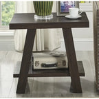End Table with Wood Veneer Top and Lower Shelf