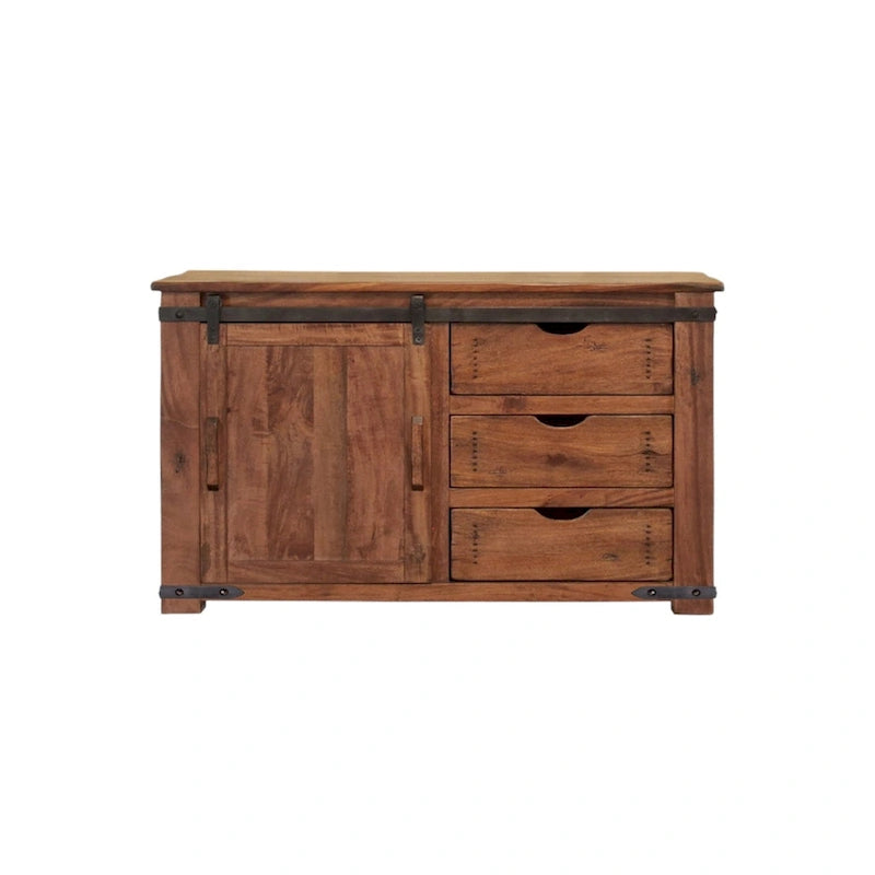50" Brown Solid Wood Enclosed TV Stand with Storage