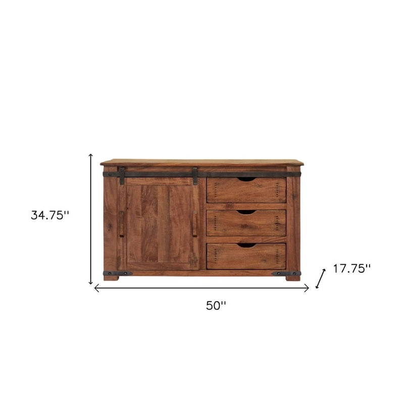 50" Brown Solid Wood Enclosed TV Stand with Storage