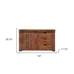 50" Brown Solid Wood Enclosed TV Stand with Storage
