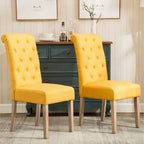 Set of 2 Tufted Parsons Dining Chairs with Cushioned Seat and Solid Wood Legs