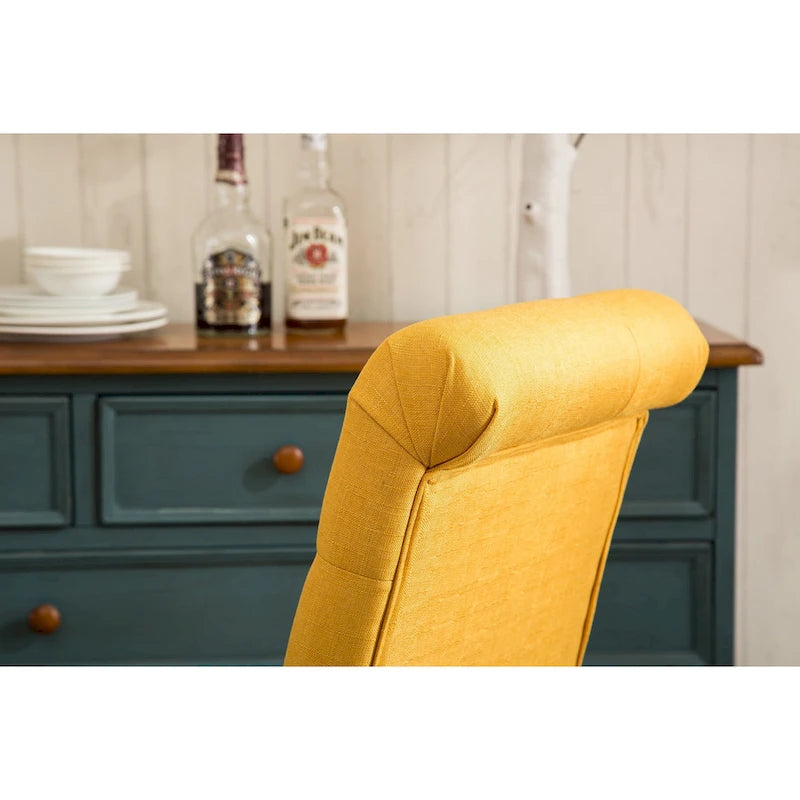 Set of 2 Tufted Parsons Dining Chairs with Cushioned Seat and Solid Wood Legs