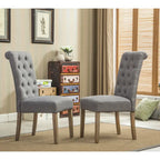 Set of 2 Tufted Parsons Dining Chairs with Cushioned Seat and Solid Wood Legs