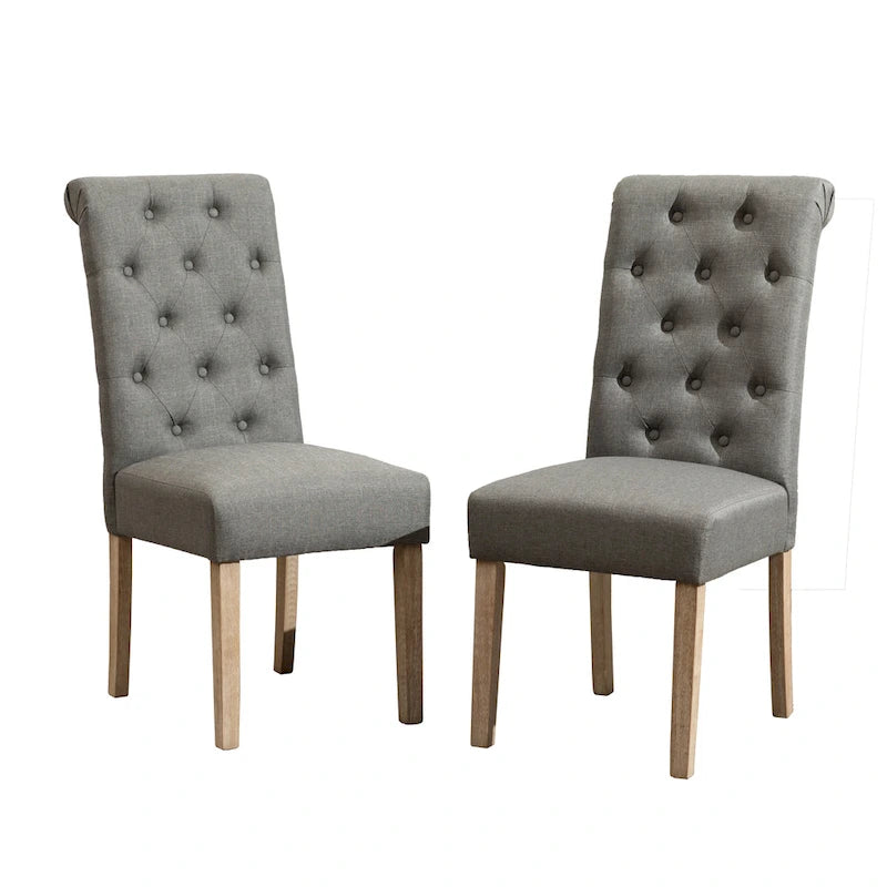 Set of 2 Tufted Parsons Dining Chairs with Cushioned Seat and Solid Wood Legs