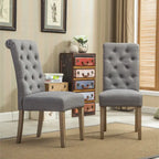 Set of 2 Tufted Parsons Dining Chairs with Cushioned Seat and Solid Wood Legs