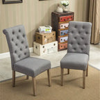 Set of 2 Tufted Parsons Dining Chairs with Cushioned Seat and Solid Wood Legs
