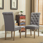 Set of 2 Tufted Parsons Dining Chairs with Cushioned Seat and Solid Wood Legs