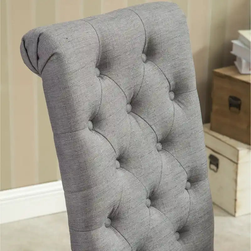 Set of 2 Tufted Parsons Dining Chairs with Cushioned Seat and Solid Wood Legs