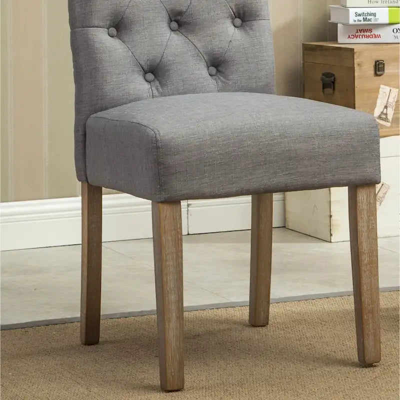 Set of 2 Tufted Parsons Dining Chairs with Cushioned Seat and Solid Wood Legs