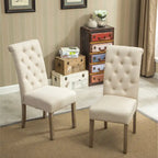 Set of 2 Tufted Parsons Dining Chairs with Cushioned Seat and Solid Wood Legs