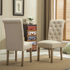 Set of 2 Tufted Parsons Dining Chairs with Cushioned Seat and Solid Wood Legs