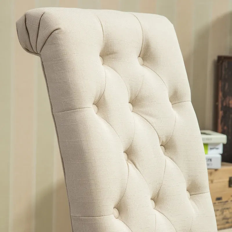Set of 2 Tufted Parsons Dining Chairs with Cushioned Seat and Solid Wood Legs