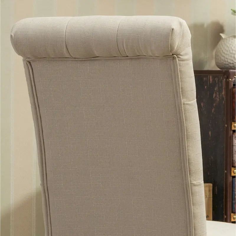 Set of 2 Tufted Parsons Dining Chairs with Cushioned Seat and Solid Wood Legs