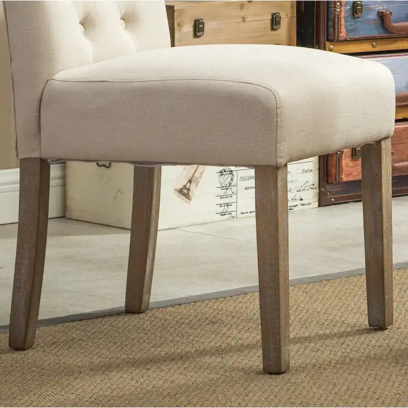 Set of 2 Tufted Parsons Dining Chairs with Cushioned Seat and Solid Wood Legs