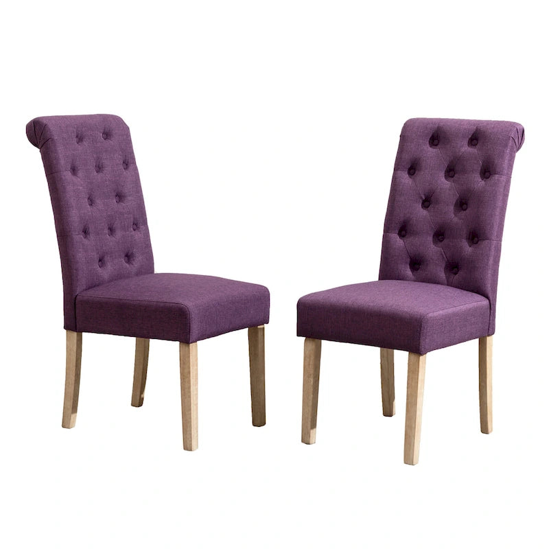 Set of 2 Tufted Parsons Dining Chairs with Cushioned Seat and Solid Wood Legs