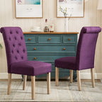 Set of 2 Tufted Parsons Dining Chairs with Cushioned Seat and Solid Wood Legs