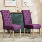 Set of 2 Tufted Parsons Dining Chairs with Cushioned Seat and Solid Wood Legs