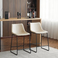 Set of 2 Counter-Height Bar Stools with Padded Seat and Backrest