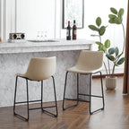 Set of 2 Counter-Height Bar Stools with Padded Seat and Backrest