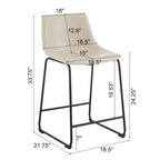 Set of 2 Counter-Height Bar Stools with Padded Seat and Backrest