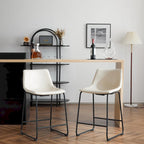 Set of 2 Counter-Height Bar Stools with Padded Seat and Backrest