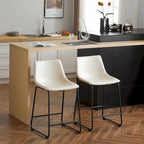 Set of 2 Counter-Height Bar Stools with Padded Seat and Backrest
