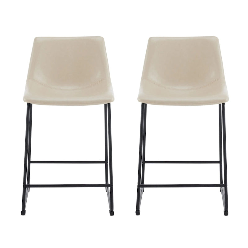 Set of 2 Counter-Height Bar Stools with Padded Seat and Backrest