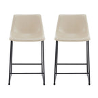 Set of 2 Counter-Height Bar Stools with Padded Seat and Backrest
