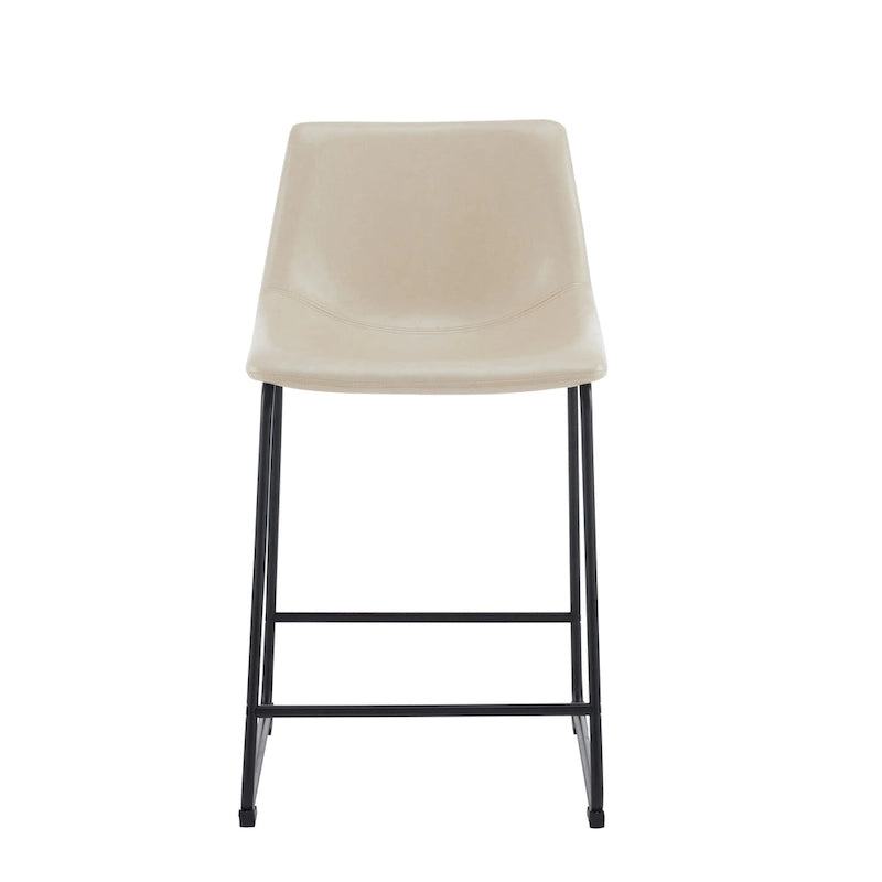 Set of 2 Counter-Height Bar Stools with Padded Seat and Backrest
