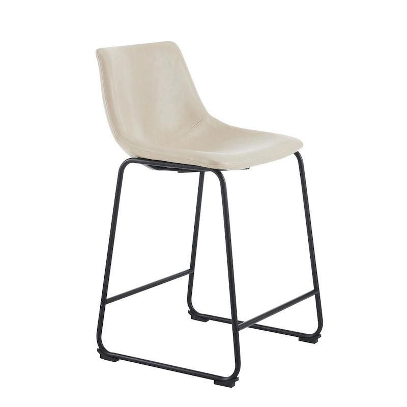 Set of 2 Counter-Height Bar Stools with Padded Seat and Backrest