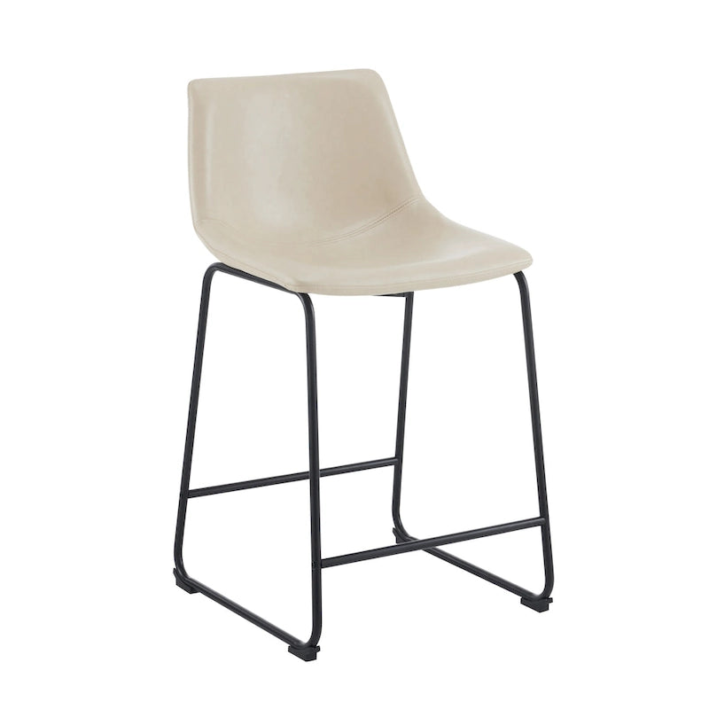 Set of 2 Counter-Height Bar Stools with Padded Seat and Backrest