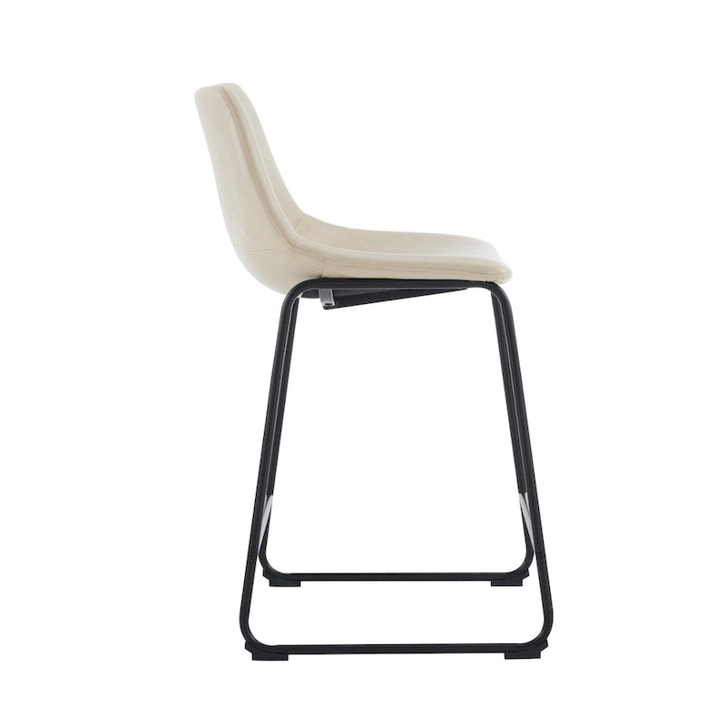Set of 2 Counter-Height Bar Stools with Padded Seat and Backrest