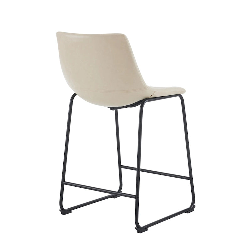 Set of 2 Counter-Height Bar Stools with Padded Seat and Backrest