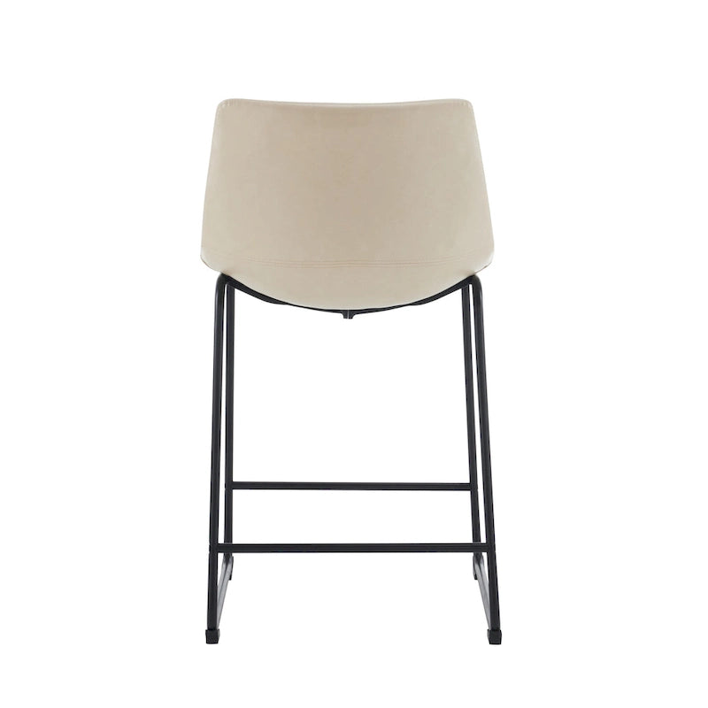 Set of 2 Counter-Height Bar Stools with Padded Seat and Backrest