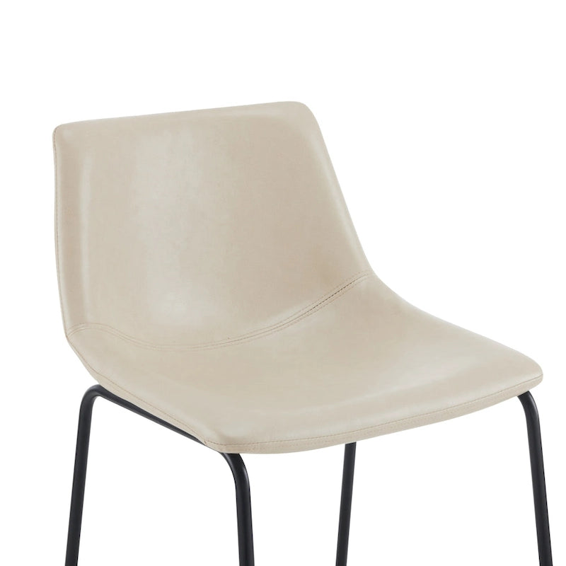 Set of 2 Counter-Height Bar Stools with Padded Seat and Backrest