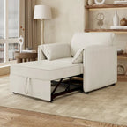 Convertible Sofa Bed, 3-in-1 Sleeper Chair with Adjustable Backrest and Thick Cushions, Linen Fabric