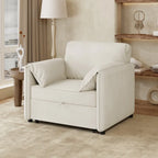 Convertible Sofa Bed, 3-in-1 Sleeper Chair with Adjustable Backrest and Thick Cushions, Linen Fabric
