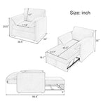 Convertible Sofa Bed, 3-in-1 Sleeper Chair with Adjustable Backrest and Thick Cushions, Linen Fabric