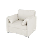 Convertible Sofa Bed, 3-in-1 Sleeper Chair with Adjustable Backrest and Thick Cushions, Linen Fabric